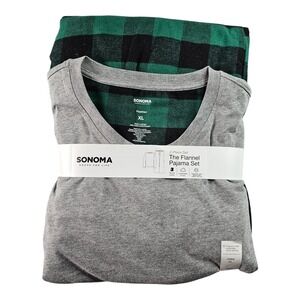 Sonoma Goods For Life 2 Piece Flannel Pajama Set‎ Mens XL Multi Plaid Crew Neck